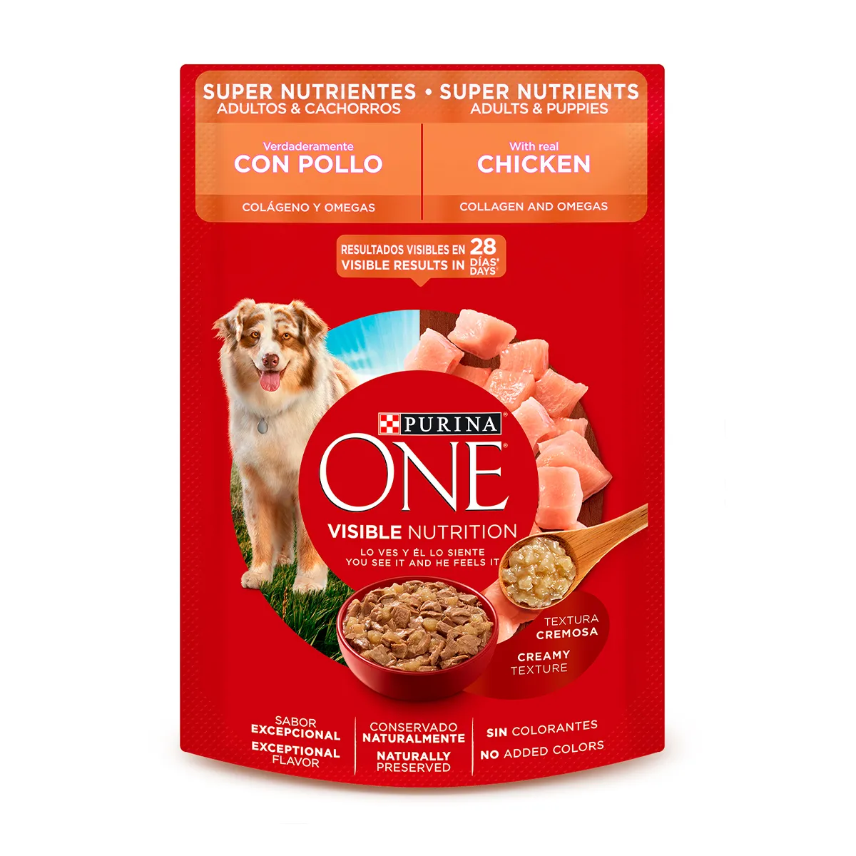 Alimento Húmedo Para Perro Purina One Super Nutrientes Cachorros Y Adultos Pollo 85 g