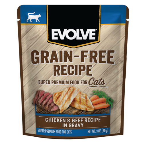 Alimento Húmedo Para Gato Evolve Libre De Grano Pollo Y Res Pouche 85 g