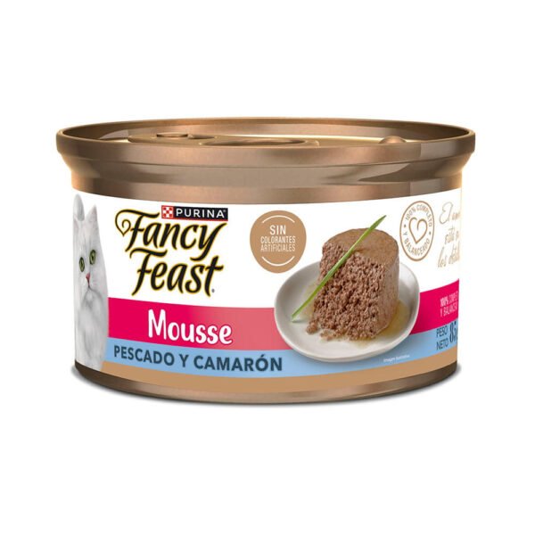 Alimento Húmedo Para Gato Fancy Feast Mousse Pescado Y Camarón Lata 85 g