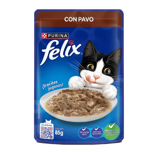 Alimento Húmedo Para Gato Felix Pavo Sobre 85 g