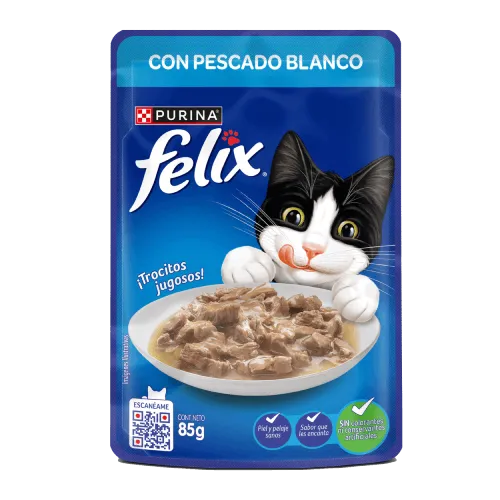 Alimento Húmedo Para Gato Felix Pescado Blanco Sobre 85 g