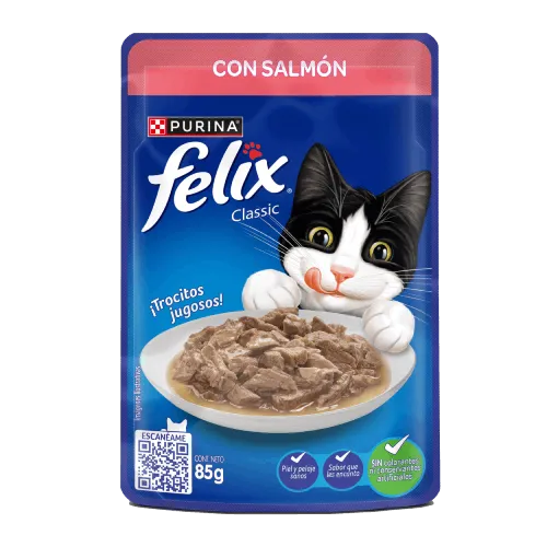 Alimento Húmedo Para Gato Felix Salmón Sobre 85 g