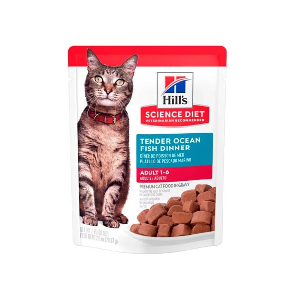 Alimento Húmedo Para Gato Hill's Science Diet Adulto 7+ Tender Pescado Del Océano Pouche 79 g
