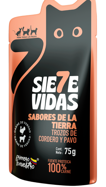 Alimento Húmedo Para Gato 7 Vidas Trozos Sabores De Tierra 75 g